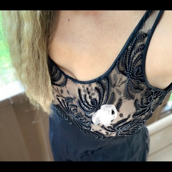 Vintage 90’s beaded black maxi dress SZ M - Picture 8 of 9